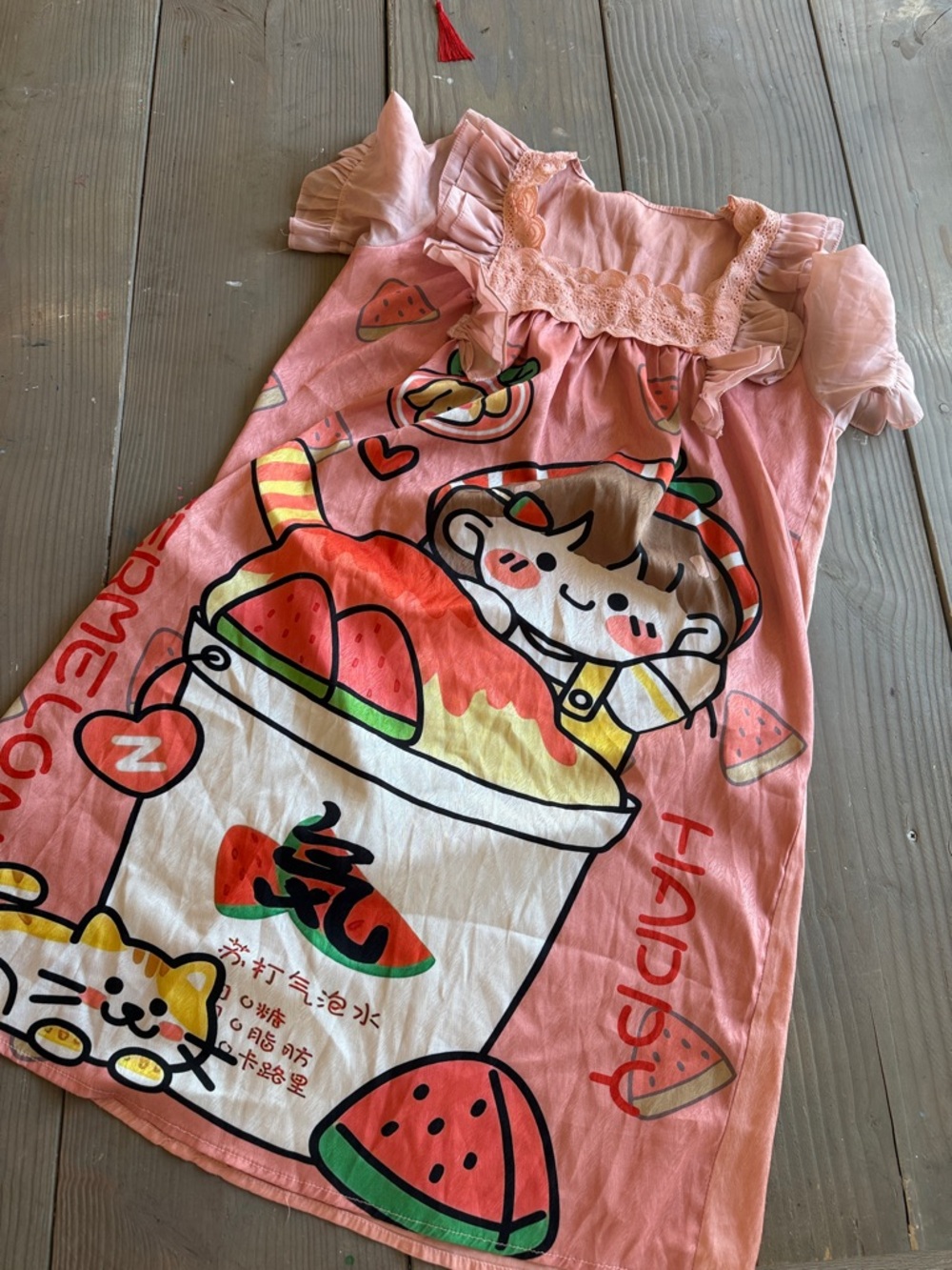 Pink Cartoon Watermelon Sleep Dress